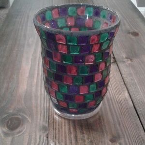 Handmade Mosaic Glass Hurricane Vase/Candle Holder